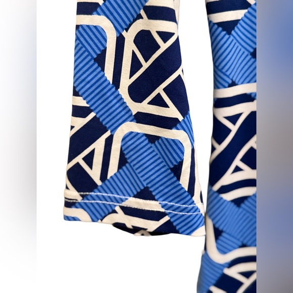 Barbara Gerwit EUC Size XS Pretty Geometric Blues & White Tunic Top Dress (0564) - Picture 6 of 8